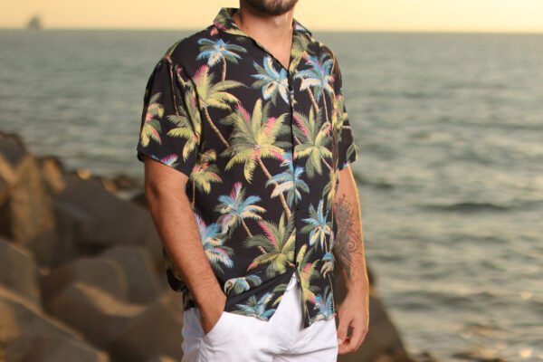 Palm Tree Black Buttoned shirt - Image 3
