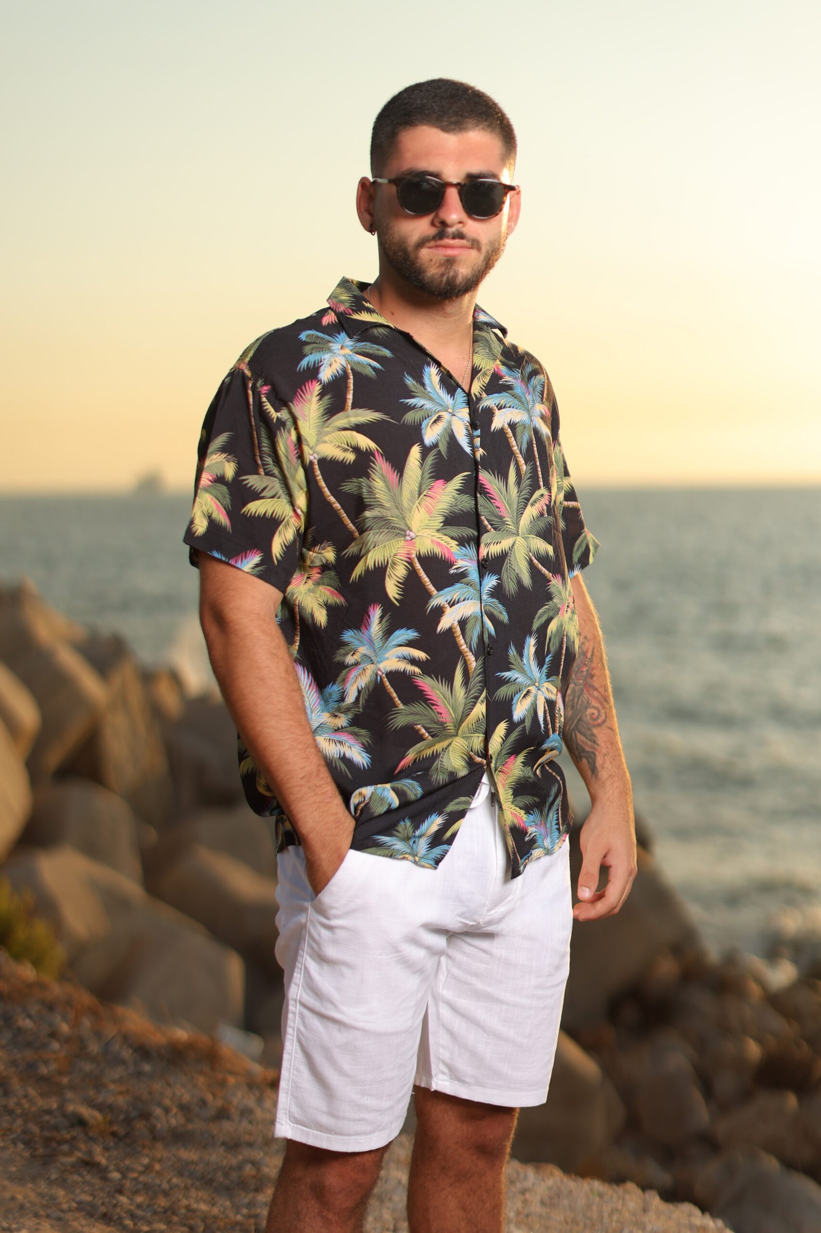 Palm Tree Black Buttoned shirt