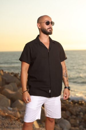 Black Men's Linen Shirt