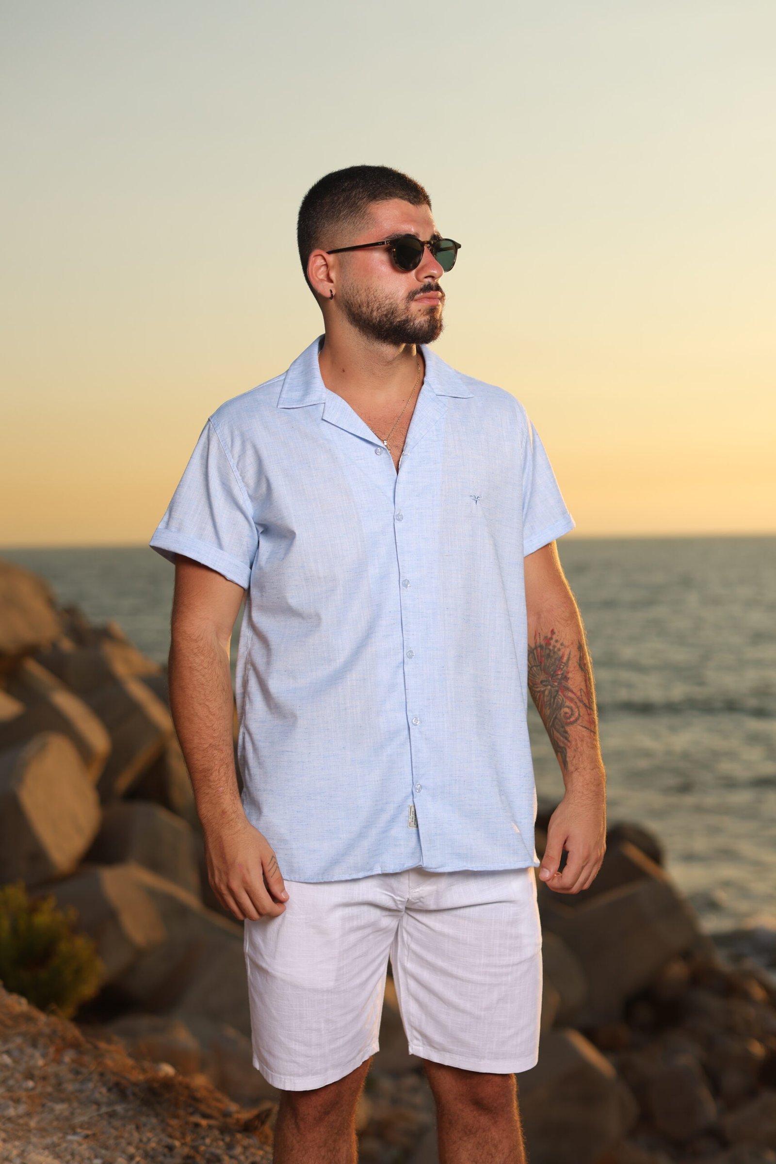 Light Blue Men’s Linen Shirt