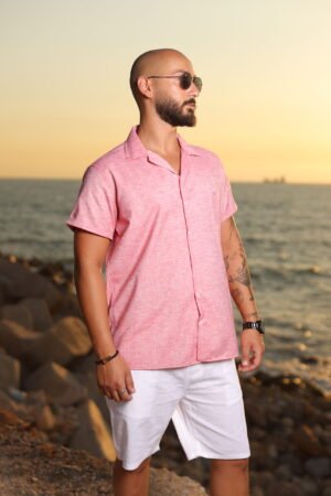 Pink Men's Linen Shirt