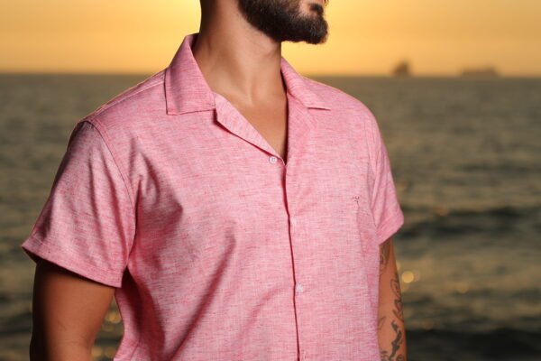 Pink Men's Linen Shirt - Image 3