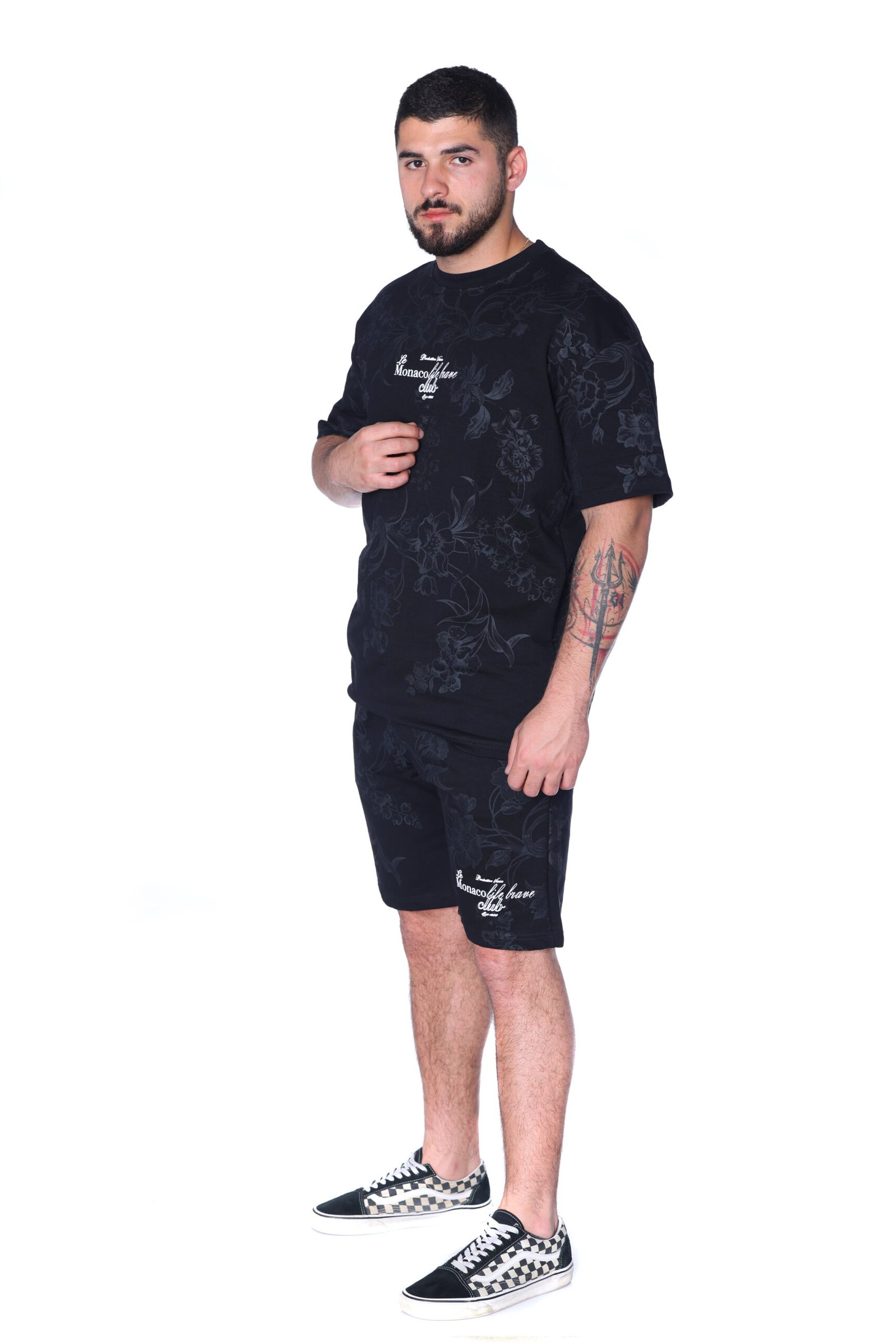 "Monaco Life Brave Club" Floral Set — Black