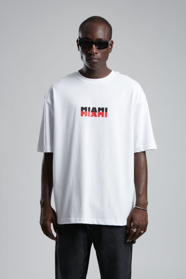 Miami Palm Tree White Tshirt - Image 2