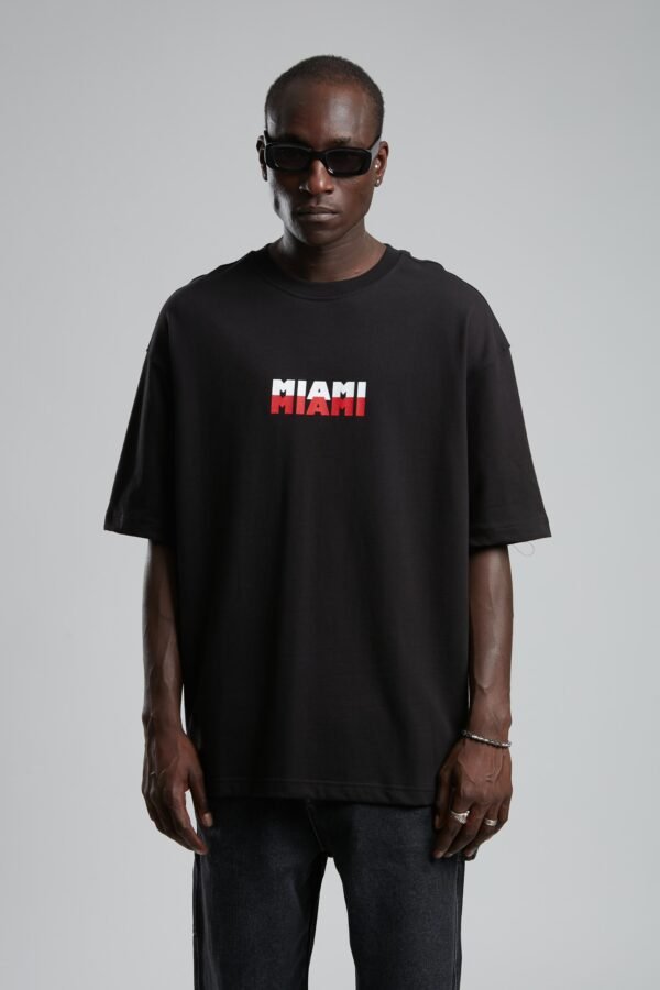 Miami Palm Tree Black Tshirt - Image 2