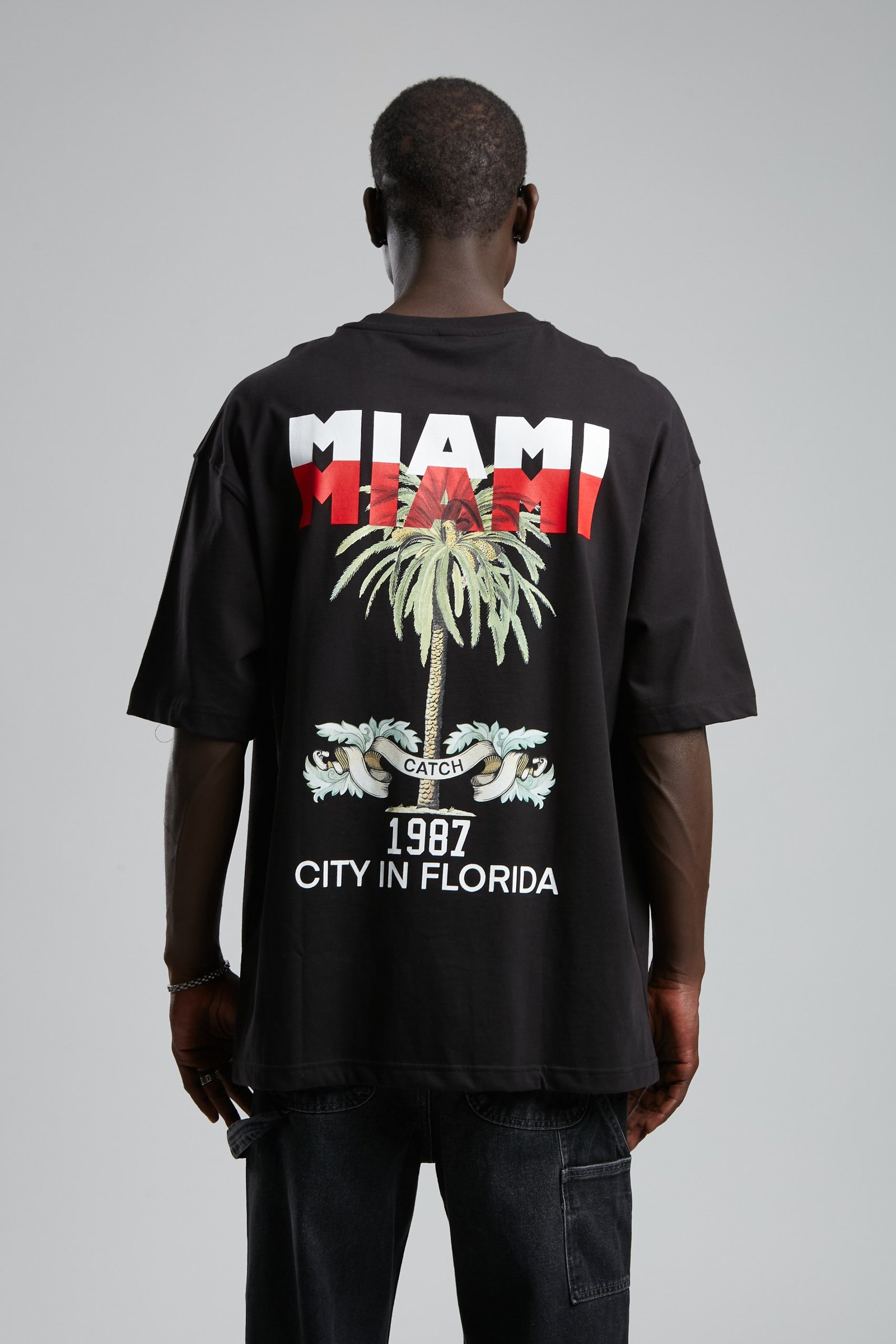 Miami Palm Tree Black Tshirt