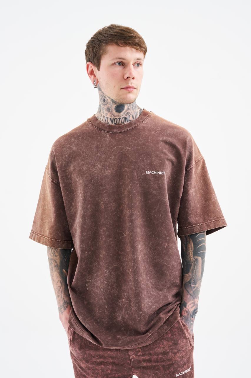 Brown Washed Oversized Tshirt