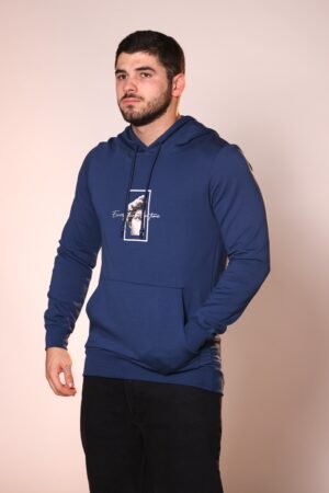 DARKBLUE HOODIE ''EVERYTHING IS IN TIME''